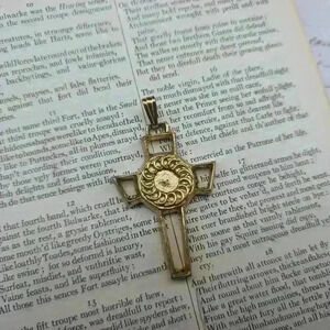 Vintage goldtone cross  pendant with magnetic back